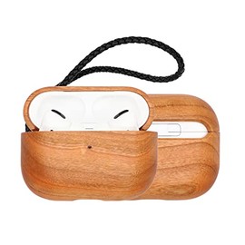 XFS AirPods Pro 2 Case, Natural Wood Case, Wooden Cover, Shockproof Protection, Airpod 2 Cover, Natural Wood, Easy to Put on and Take Off, Chargeable with On, Wireless Earphone Case with Strap
