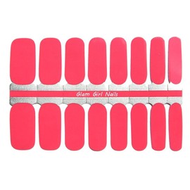 Glam Girl Nails Coral Solid Color Pink Nail Polish Strips / Nail Wraps / Nail Stickers