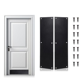 Hoowen 2PCS Door Kick Plate 16" x 4", Stainless Steel Push Plate Door Protection Plates Metal Kickplates for Door Bottom or Knob, Closet, Front Interior Exterior Doors, Prevents Scratches and Cracks