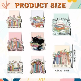 Marcadores magnéticos para amantes de los libros, 16 marcapáginas de lectura para mujeres, bonito y divertido, magnético, con diseño de flores, para gatos, marcadores de página, para