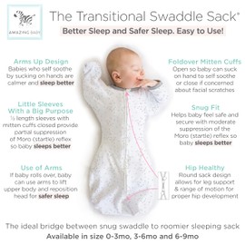 Increíble saco de transición para bebé, mangas de media longitud y puños de manopla para la transición del recién nacido al saco de dormir del bebé, manta portátil, grande, 6-9 meses, 20-24 libras,