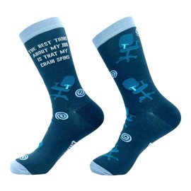 Crazy Dog T-Shirts Men's The Best Thing About My Job Is That My Chair Spins Socks Funny Office Work Joke Footwear