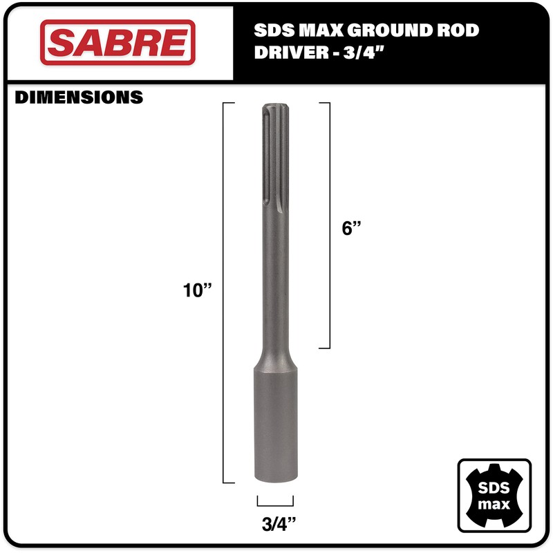 Sabre Tools 5/8 Inch SDS MAX Ground Rod Driver Bit