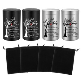 SOITIS Set of 4 Small Urns for Human Ashes Keepsake, 3.54 Inches Stainless Steel Mini Urns for Ashes, Cremation Urns for Women Men, Funeral Keepsake Burial Holder