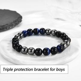 Shuxin Birthday Gifts for Grandson, Grandson Bracelet Gifts from Grandma Grandpa, Christmas Gifts for Teen Boys, Triple Protection Bracelet Jewellery Presents Stocking Fillers for Teenage Boys