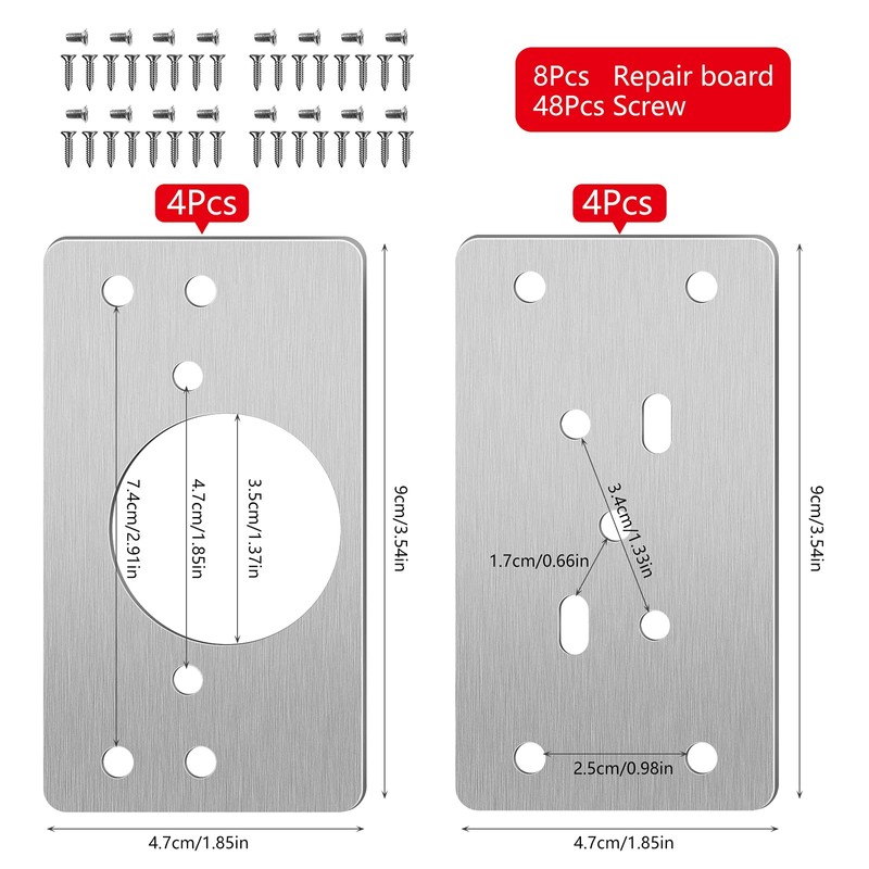 Hinge Repair Plate for Cabinets, Repair Kit 9 x 5