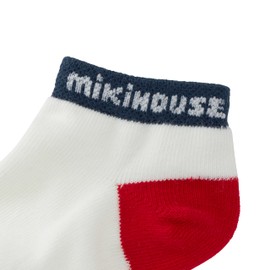 MIKI HOUSE 12-9606-149 WEB Exclusive Low Cut Socks, Socks, Sneaker Socks, Logo, Boys, Girls, Baby, Kids, Children's Clothes, Kindergarten Commuting to School, Red x Navy Blue