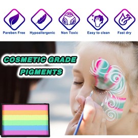 Rainbow Face Paint,Body and Face Paints Multifunctional 6 Colors Painting Makeup Palette for Cosplay, Party and Carnival Makeup,Colourful Body Colours, Water Soluble,Quick Drying Easy Color