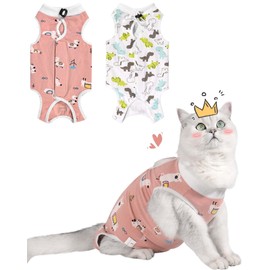 Purrpurrpets 2 Pack Cat Spay Recovery Suit Female, Breathable Cat Onesie for Cats After Surgery Female, Kitten Surgery Recovery Suit for Abdominal Wounds