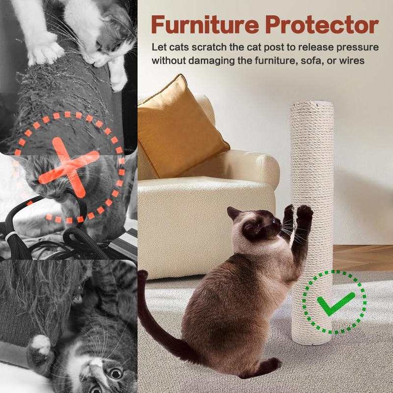 OSPNIEEK 4 Pack 15.7" M8 Cat Scratching Post Replacement, Natural