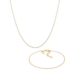 Kuzzoi 925 Silver Men's Necklace with Bracelet in 925 Sterling Silver Gold-Plated Basic Jewellery Set for Men Link Chain (55 cm) Men's Bracelet (18 + 3 cm), Sterling Silver Gold