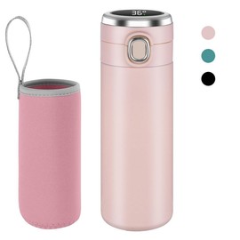 Flintronic Travel Mugs, Leakproof, BPA-Free Stainless Steel Coffee Cup, 450ml LED Temperature Display Smart Water Cup, Vacuum Insulated Flask - for Hot & Cold Drinks When- & Wherever You Want