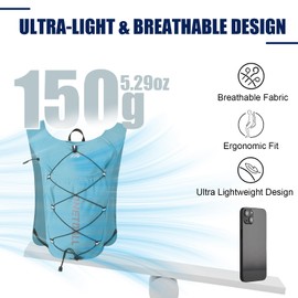 ONETOALL Running Vest Women 6L, Reflective Hydration Backpack Mens, Lightweight 150g for Trailrunning Hiking Marathon, Blue Single Pack