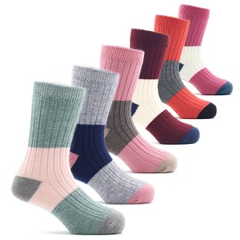 HowJoJo Toddler Girls Wool Socks Kids Crew Seamless Winter Warm Thermal Socks 6 Pack 1-3 Years