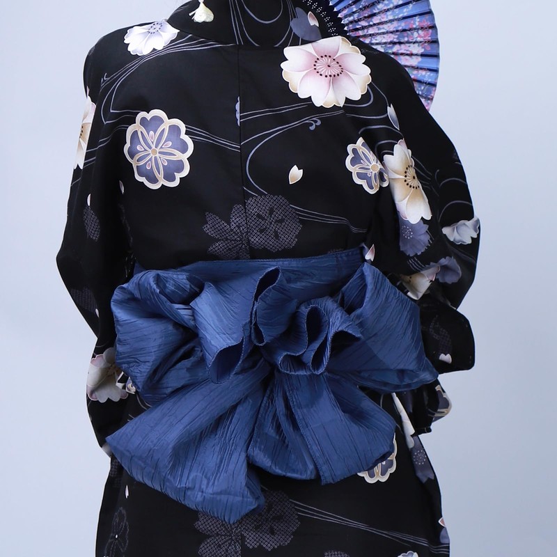 TOuWA Crinkled Waist Belt, Sash, Solid, Solid, Adult, Women's, Yukata,