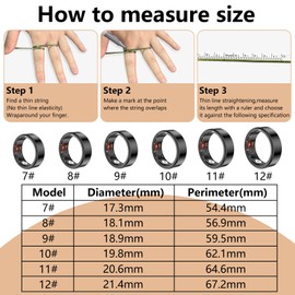 Thin Smart Ring for Fitness & Health Tracking -Heart Rate/Blood Oxygen Monitor, 5ATM Waterproof, Sleep Analysis, Pedometer -No APP Subscription Compatible with Smartphone (Black, 12)