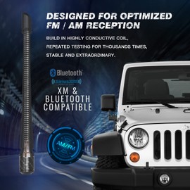 RYDONAIR Short Antenna Compatible with Jeep Wrangler 2007+ & Jeep Gladiator 2020+, Internal Copper Coil for Enhanced Reception, Car Wash Proof, 7 inches Rubber Antenna Replacement