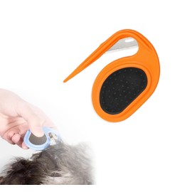 Pet Knotting Comb, De Knotting Comb with Steel Blade, Pet Grooming Brush Safety Dematting Comb Hair Removal Tangles for Dogs Cats (Orange)