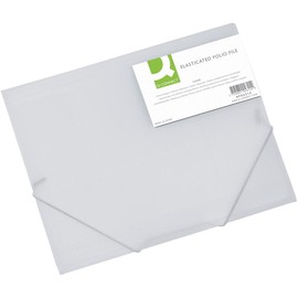 Q-Connect Mappe mit Gummiband DIN A4 Kunststoff/PP/Transparent Weiß/mit 3 Klappen/Eckspannermappe Dokumentenmappe Gummizug-mappe Für Büro Schule Zuhause/Wasserabweisend Strapazierfähig