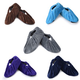 PlasMaller - 5 pares de fundas de zapatos reutilizables lavables antideslizantes para fundas de botas engrosadas para el hogar, 5 colores, XL