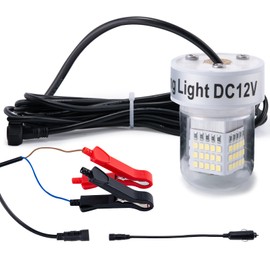 Goture Underwater Light 66 LEDs Underwater Fish Attracting Light Underwater Light Fish Attracting Light 【White 45W 5M】 with Storage Bag 2 Types of Connection Fishing Underwater Light Light Sea Fishing