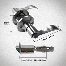 FUMETAX Cerradura de Manija de Cromo Espejo y Níquel Satinado Cerradura de Puerta Palanca de Puerta para Recámara, Paso y Baño con Llave SW-54ET03SN20