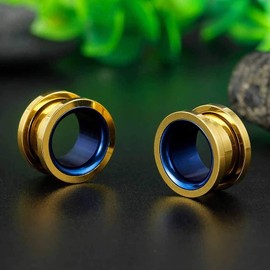 Cooear Ear Gauges Screw Plugs Made of Surgical Steel, Flesh Stretchers Earrings, Size 6 mm to 30 mm Coloured Tunnels, Stainless Steel