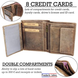 Frédéric & Johns ® Men's Leather Wallet with RFID Protection, Vintage Wallet for Men (Brun)