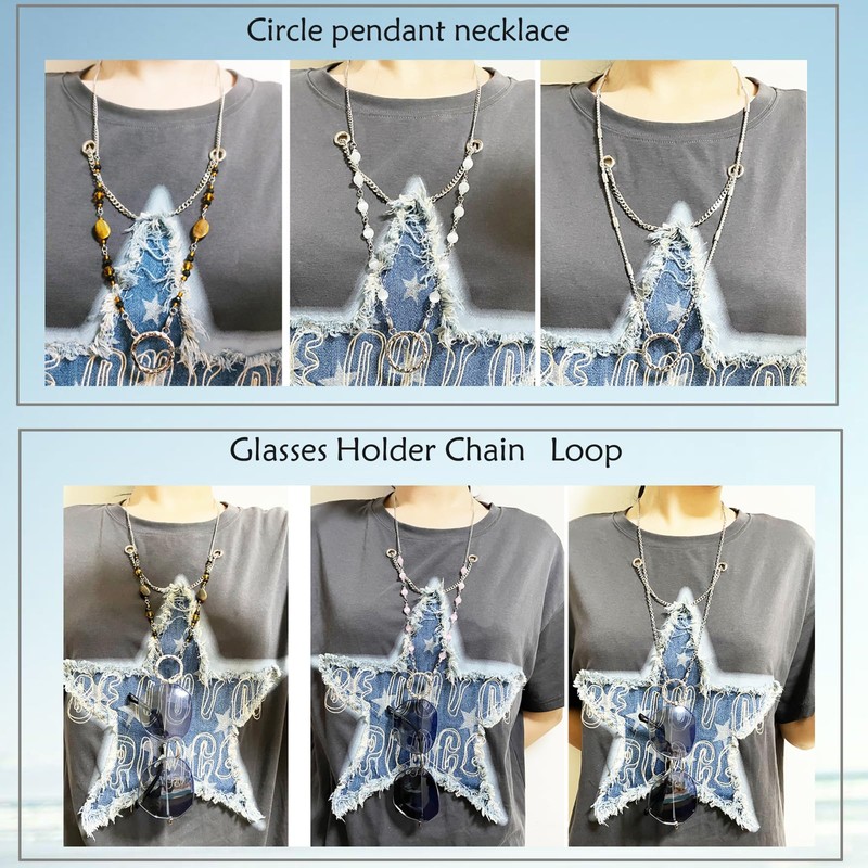 Glasses Holder Chain Loop Eyeglasses Necklace Ring for Women Reading