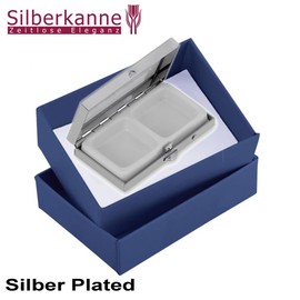 SILBERKANNE Hanau Pill Box 2 Compartments 5.5 x 3.0 cm x 1.3 cm Premium Silver Plated Elegant Silver-Plated in Top Workmanship