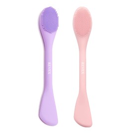 REVEX Pore Cleaning Brush, Face Scrubber, Face Mask Applicator,2Pcs Silicone Facial Mask Applicator Tool for Facial Mud,Face Exfoliator for Makeup Skincare Removal.(Pink+PurPle)