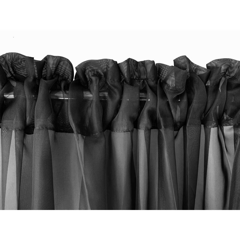 Set of 2 Luxton Black Sheer Curtains, Rod Pocket Voile