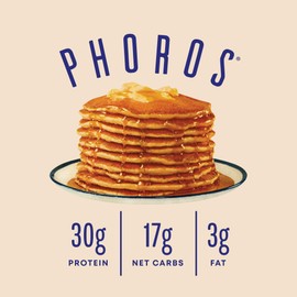 Protein Pancake Mix & Protein Waffle Mix by Phoros Nutrition, 30g of Protein, Low Carb, High Protein, Keto-Friendly, Whey Protein, Whole Grain Oats, Whole Wheat Pancakes, Just Add Water (Cinnamon)