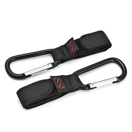 Buggy Clips, Multipurpose Buggy Hooks Pram Clips for Changing Bag Holder and Shopping Bag Made for Parents - Universal Fit, Black, Pack of 2