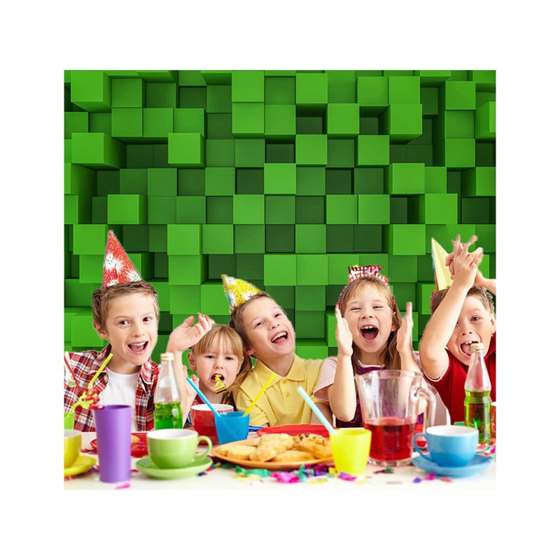 ZZBYSM 7X5FT Cube Pattern Photo Backdrop Green Square Party Photography