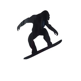 Bigfoot Snowboarding snow board ski Sasquatch on a Snowboard 5" vinyl Black | Decal Vinyl Sticker | Cars Trucks Vans Walls Laptop | Hunting bucks and bigfoot enthusiasts Custom