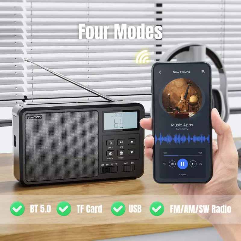 Raddy RF206 Shortwave Radio | FM/AM/SW | 8W Speaker |