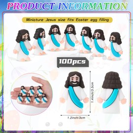 Bememo 100 Pcs Jesus Toys Original Design Mini Rubber Little Jesus Figurine to Hide and Seek Religious Party Favors Sunday School Craft Baptism Gifts for Easter Egg Stuffers(Cyan)