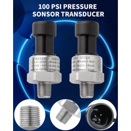 Ronybuy 100 Psi Oil Fuel Pressure Sensor Transducer Sender 1/8" -27 NPT Thread with Harness Kit for Fuel Oil Air Water, 316 Stainless Steel Pressure Regulator 0-100 Psi Switch Sensor Transmitter