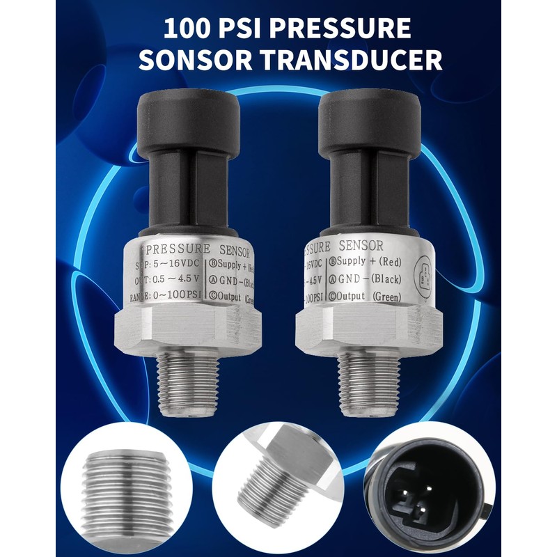 Ronybuy 100 Psi Oil Fuel Pressure Sensor Transducer Sender 1/8"