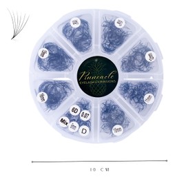 1200 Fans - 6D Premade Volume Fans - Mix 8 sizes in 1 From 9-16mm - Pinneacle Premade Volume Fans For Professional Eyelash Extension - Lash Extension Accessories, lash tools (D curl)