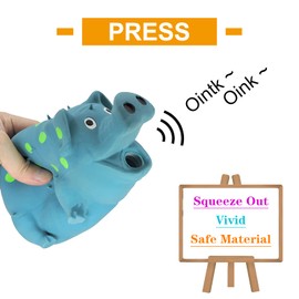 Andiker Andiker Dog Squeaky Toy - Dots Latex Chew Toy With Oinks Sound Squeaker, Grunting Pig Durable Self Play 8" Squeeze Toy for Dental Biting, Chasing to Kill Boring Time (Blue)