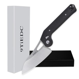 9TiEDC Pocket Folding Camping Knife, Stainless Steel Ultra Sharp Chef Knife with Ergonomic Handle for Cooking, Camping Trip, Outdoor Portable Kitchen