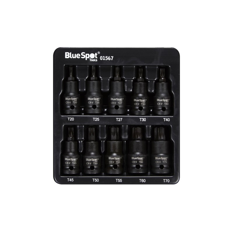 Blue Spot Tools 10 PCE 1/2" Impact Torx Bit Socket
