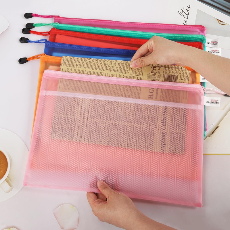 A4 Plastic Zip Folders Double Waterproof Zip Lock Document Wallet