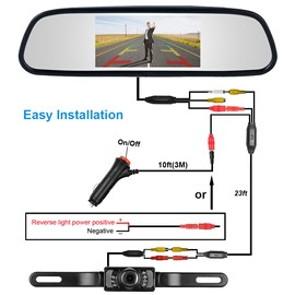 YUANTING Car Rear View IR Camera 4.3" Mirror Monitor For Truck/Caravan/