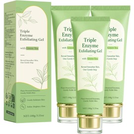 Peeling Gel Exfoliante con Té Verde，3PC Elimina células muertas, Limpia poros, Textura ligera, Fácil aplicación, Uso facial diario