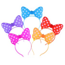 12Pcs Costume Hairband Bowknot Designed LED Luminous Plastic Cosplay Hair Bow for Nightclubs Bars Color Mixed