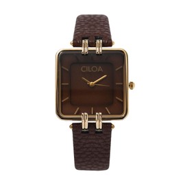 CILOA Women's Leather Strap Watch Dainty Elegant Gold Watches for Women Classic Casual Fashion Square Ladies Watches Gifts Present for Her. Honey Brown/Gold