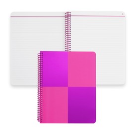 Erin Condren 7x9 Monochrome Spiral Notebook, Lined Layout with 80 Lb. Paper, Fuchsia Monochrome Classic Cover, Lined Notebook, Colored Coil